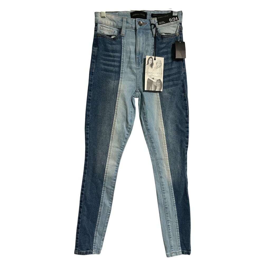 Kendall + Kylie Womens Ultra Babe Skinny Two Tone Denim Jeans Size 0/24